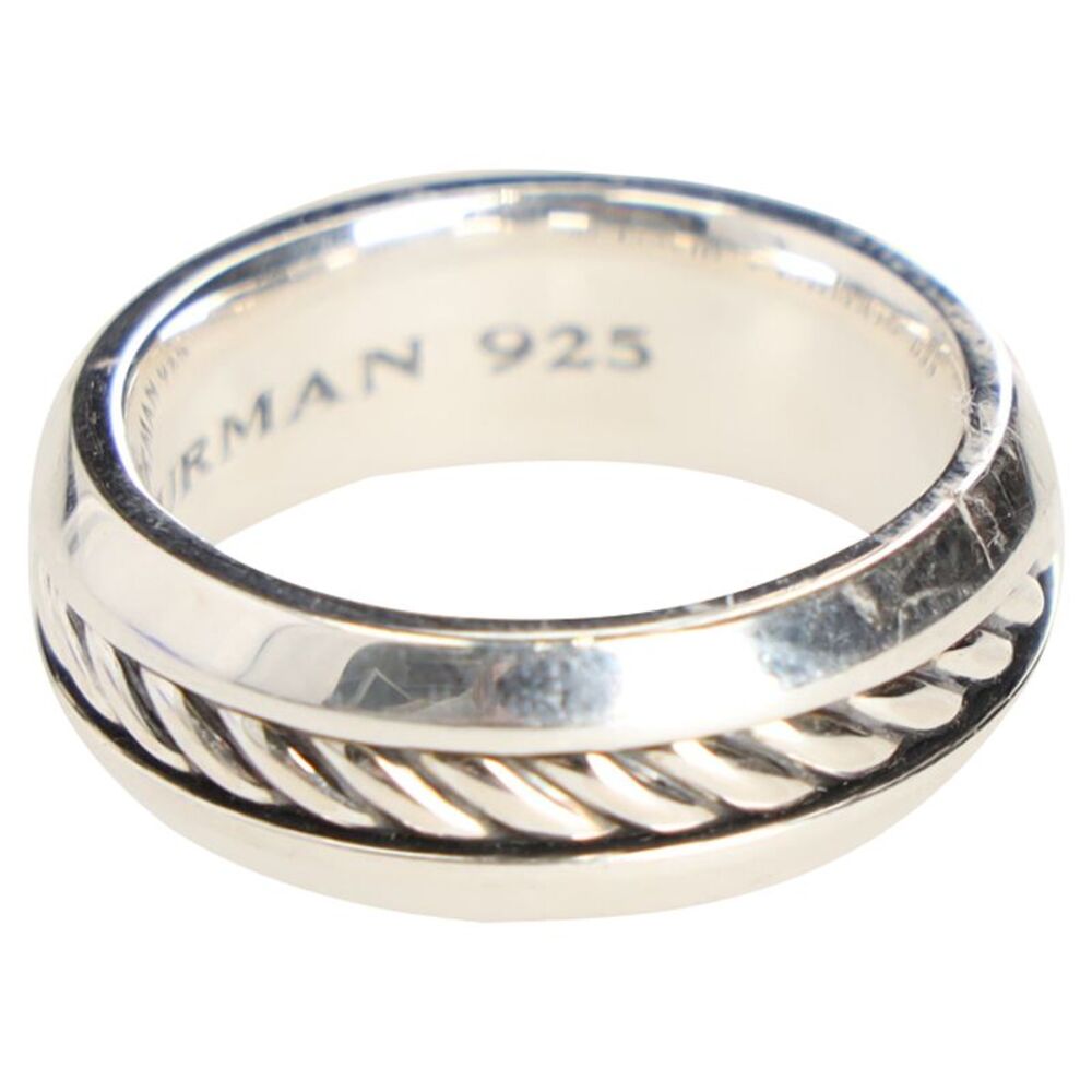 David Yurman Cable Inset Band Ring in Silver Sterling Silver Metal